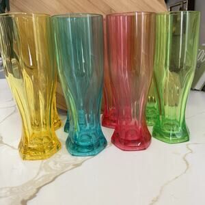 SET OF 8 VINTAGE Seville Classic PILSNER acrylic GLASSES Beer 9.25”X3”Taiwan